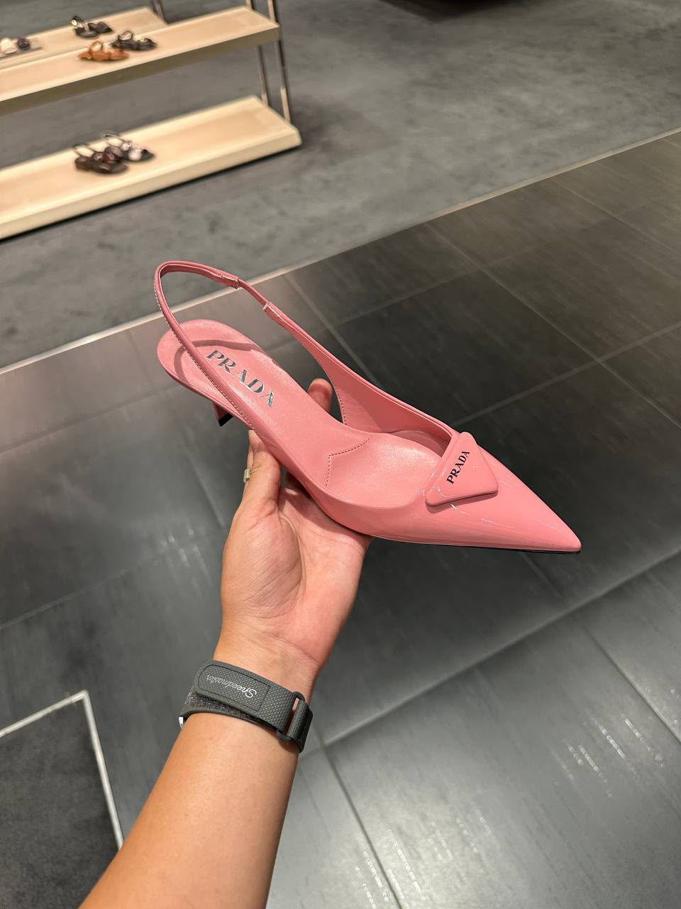 Brushed Leather Slingback Pumps