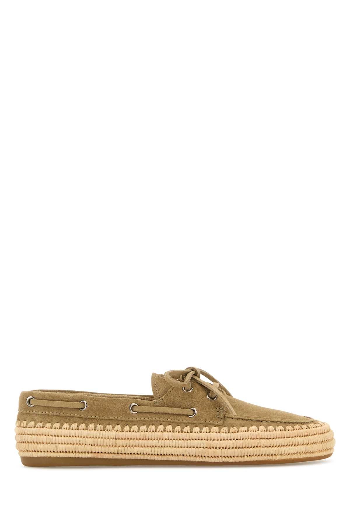MIU MIU MOCASSINI For Women Exterior: 100% Suede 100% Raffia Interior: 100% Leather Sole: Rubber