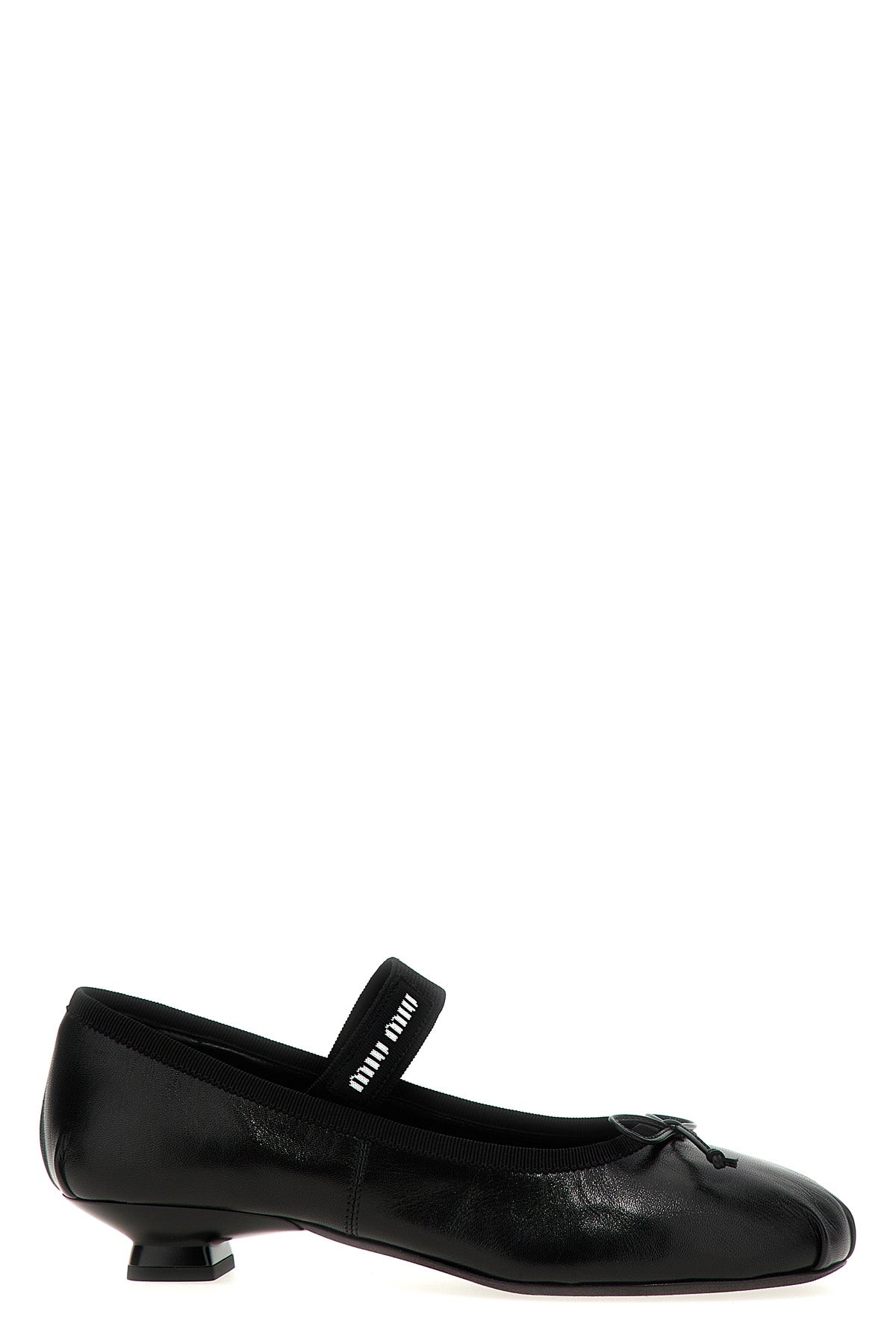 MIU MIU Logo bow ballet flats For Women 100% calfskin leather (Bos Taurus)