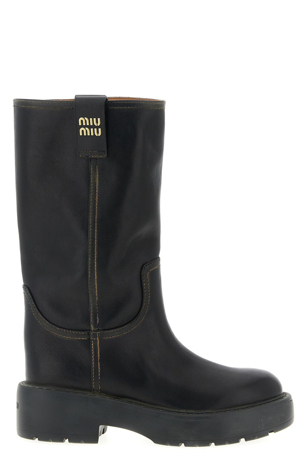 MIU MIU Leather ankle boots For Women 100% calfskin leather (Bos Taurus)