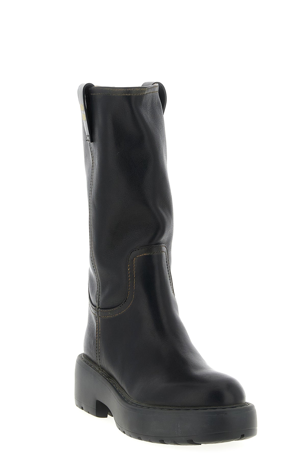 MIU MIU Leather ankle boots For Women 100% calfskin leather (Bos Taurus)