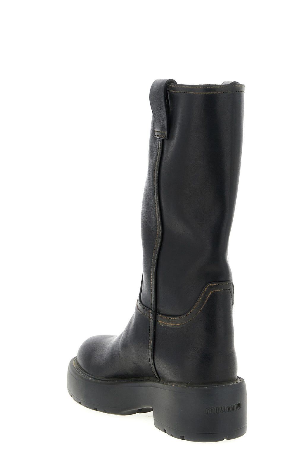 MIU MIU Leather ankle boots For Women 100% calfskin leather (Bos Taurus)