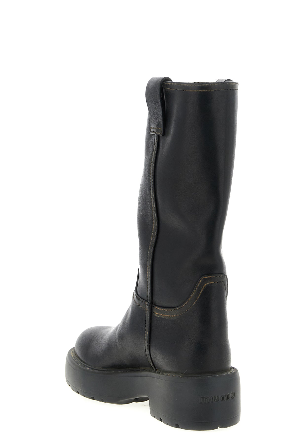 MIU MIU Leather ankle boots For Women 100% calfskin leather (Bos Taurus)