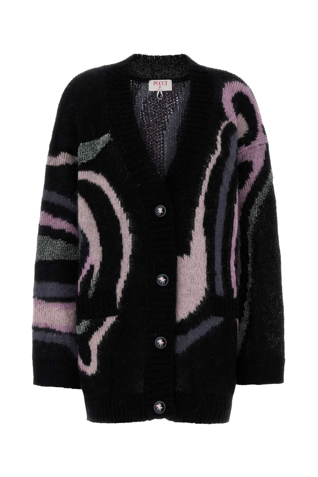 EMILIO PUCCI L.S. CARDIGAN - MARMO GRUNGE - PLACED For Women Exterior: 59% Mohair 27% Nylon 6% Viscose 5% Wool