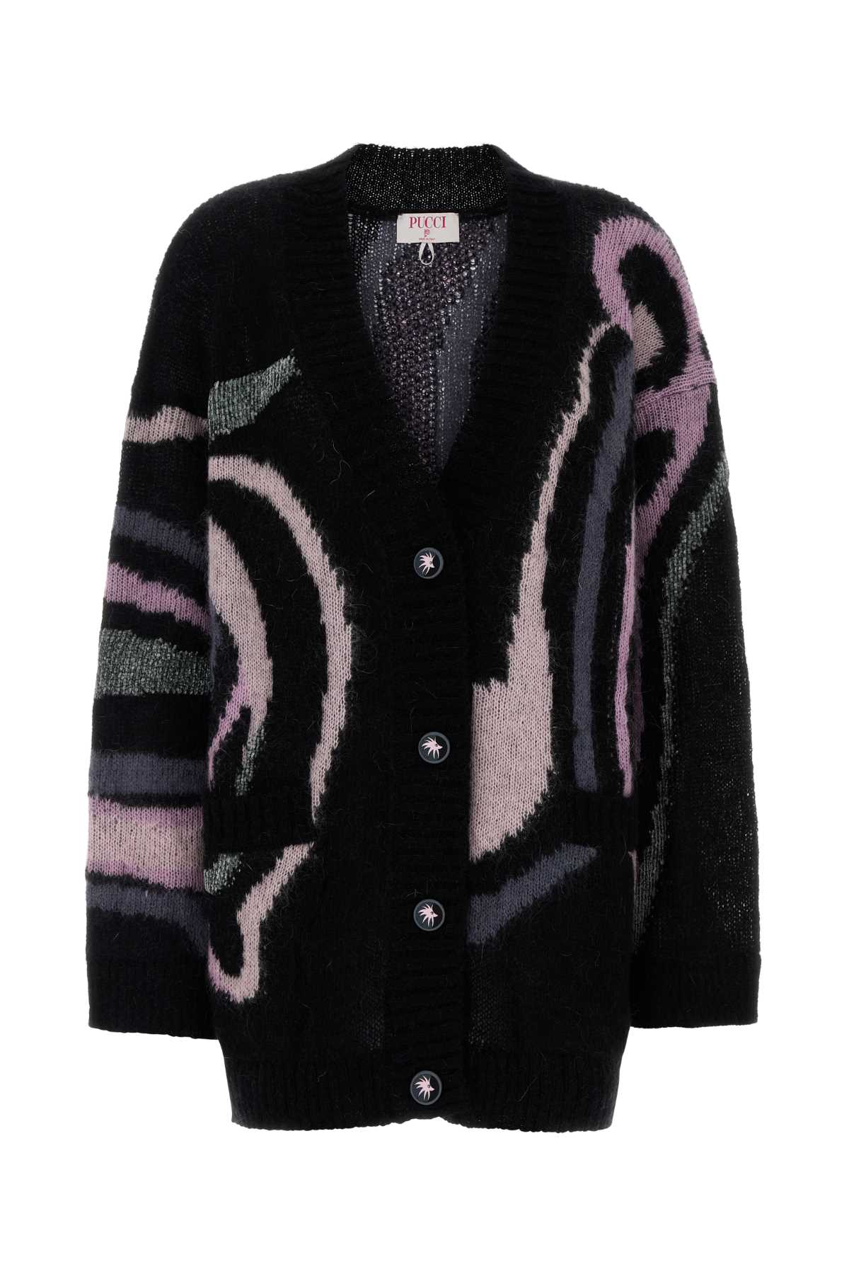 EMILIO PUCCI L.S. CARDIGAN - MARMO GRUNGE - PLACED For Women Exterior: 59% Mohair 27% Nylon 6% Viscose 5% Wool
