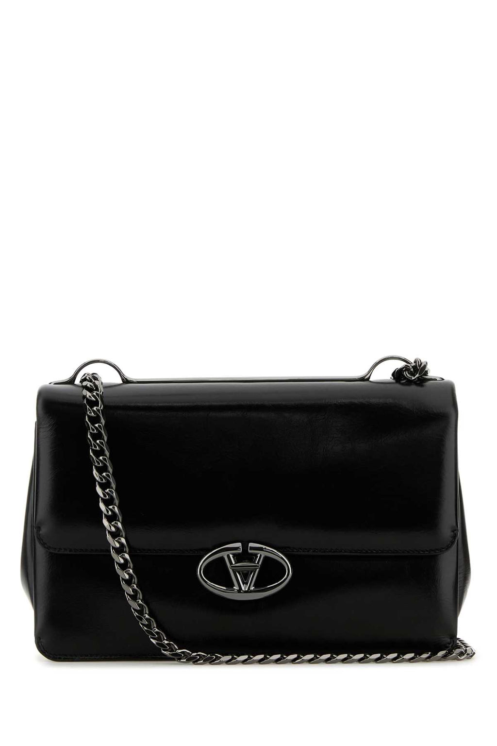 VALENTINO GARAVANI MEDIUM SHOULDER BAG | CHA For Women Exterior: 100% Leather Lining: 100% Leather Finishing: Gunmetal