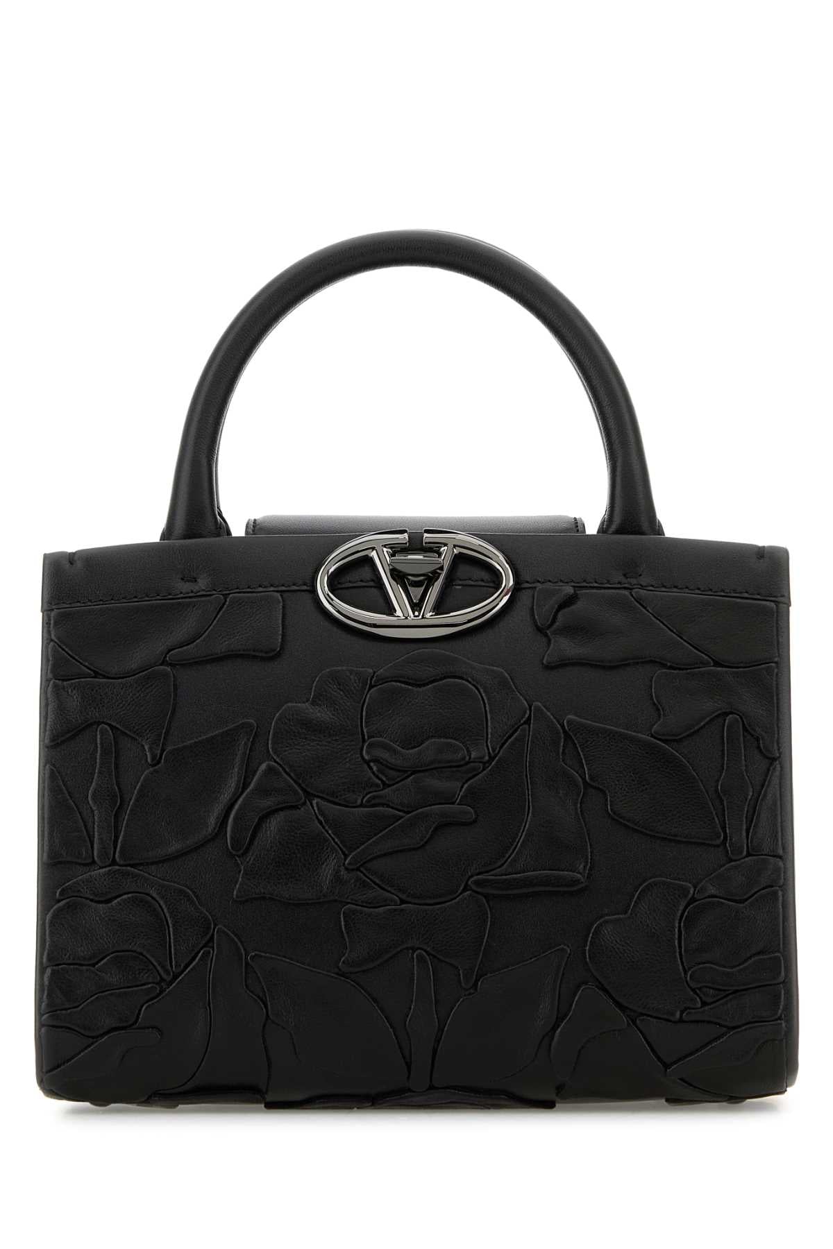 VALENTINO GARAVANI SMALL DOUBLE HANDLE BAG | For Women Exterior: 100% Calf Lining: 100% Calf Finishing: Gunmetal