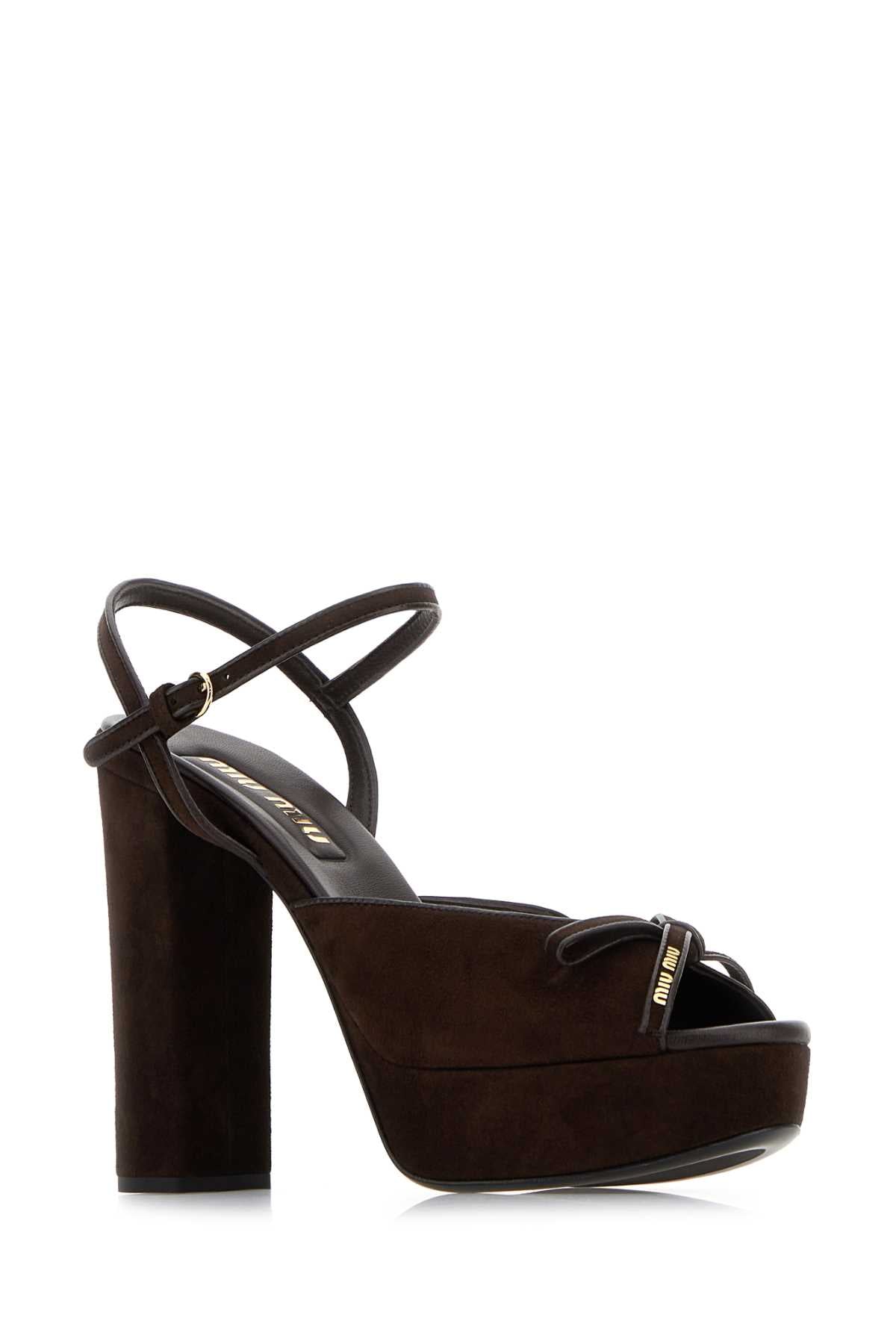 MIU MIU SANDALI For Women Exterior: 100% Suede Interior: 100% Leather Sole: Leather and Rubber