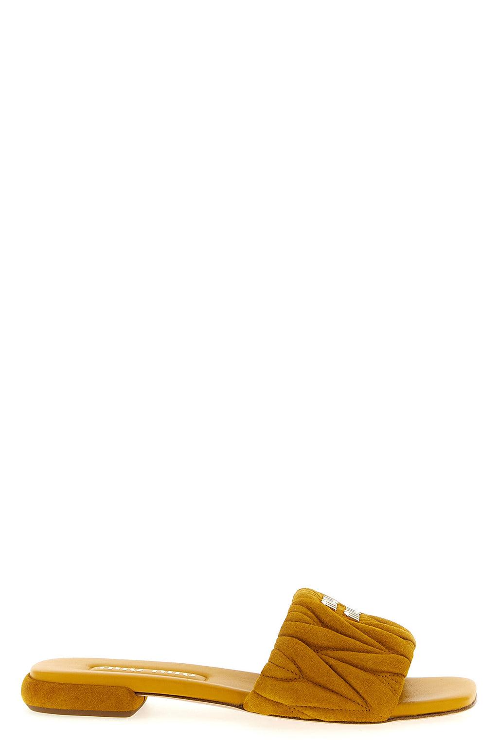 MIU MIU Matelassé suede slides For Women 100% lamb leather (Ovis Aries)