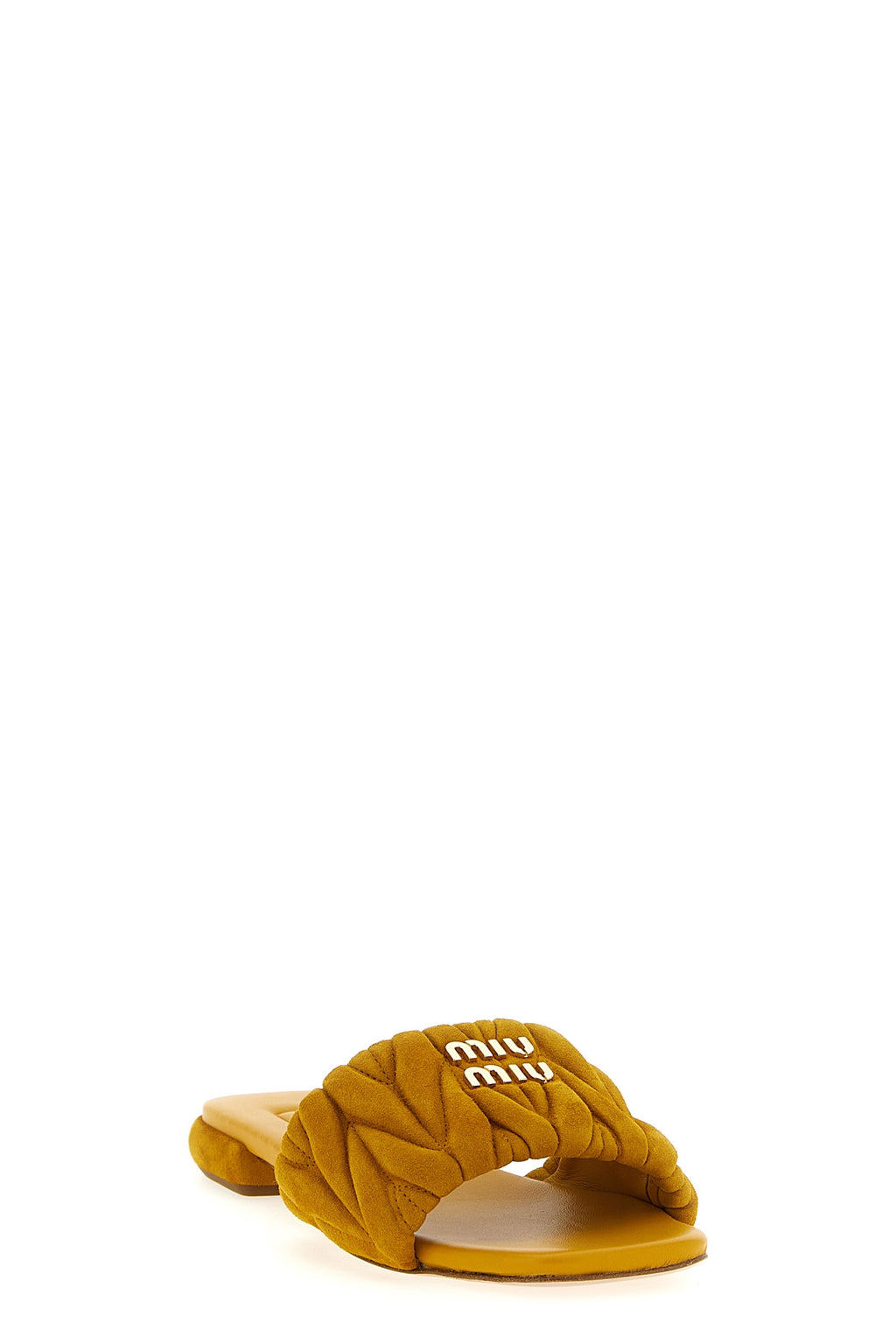 MIU MIU Matelassé suede slides For Women 100% lamb leather (Ovis Aries)