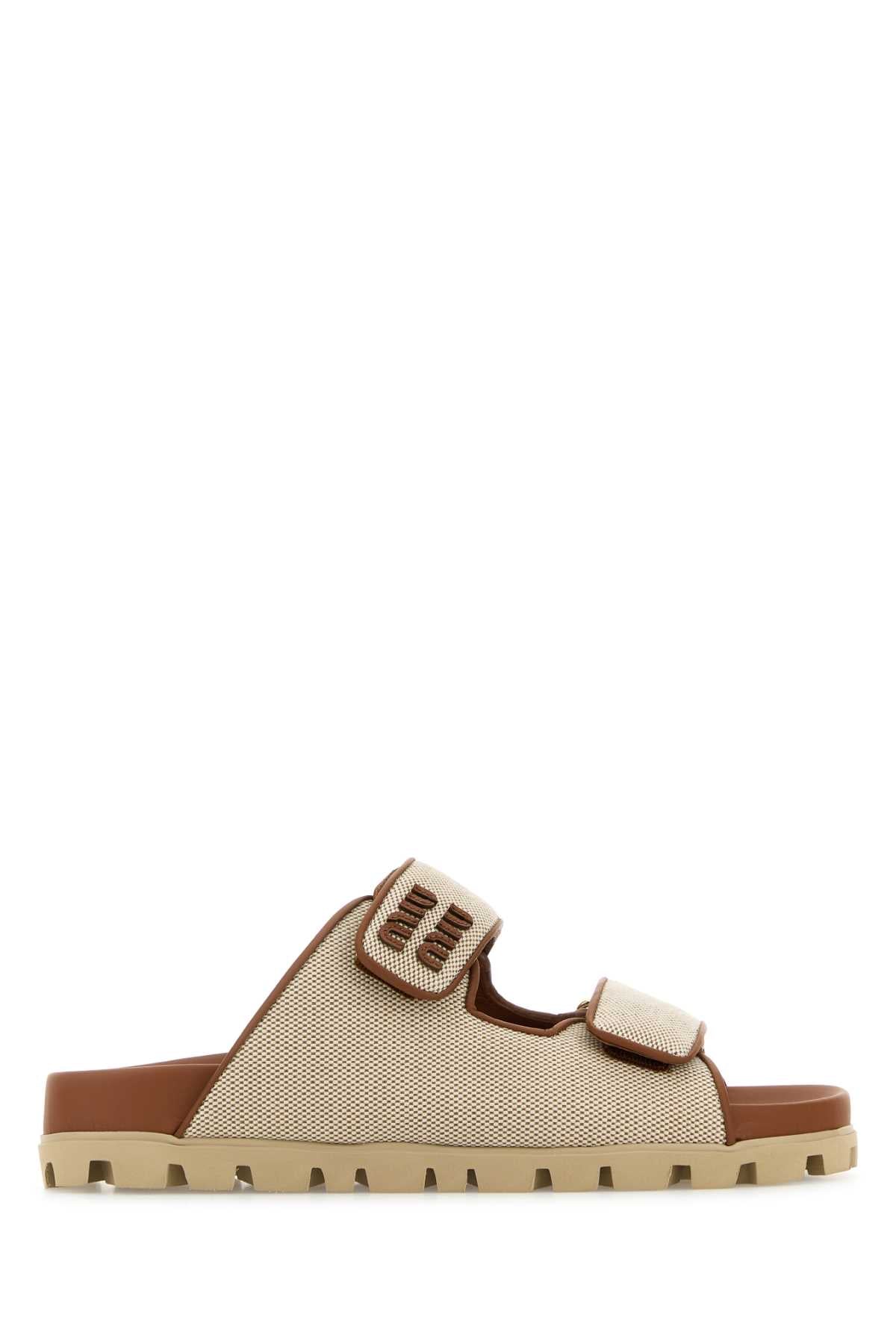MIU MIU SANDALI For Women Exterior: 100% Fabric 100% Leather Interior: 100% Leather Sole: Rubber