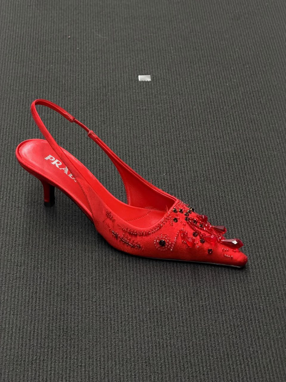 Embellished Satin Slingback Pumps