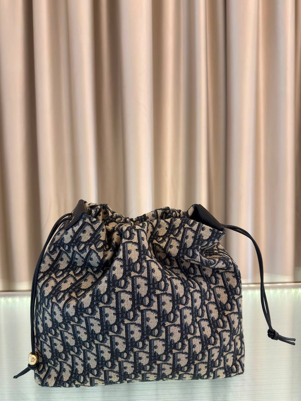 Oblique Jacquard Drawstring Pouch