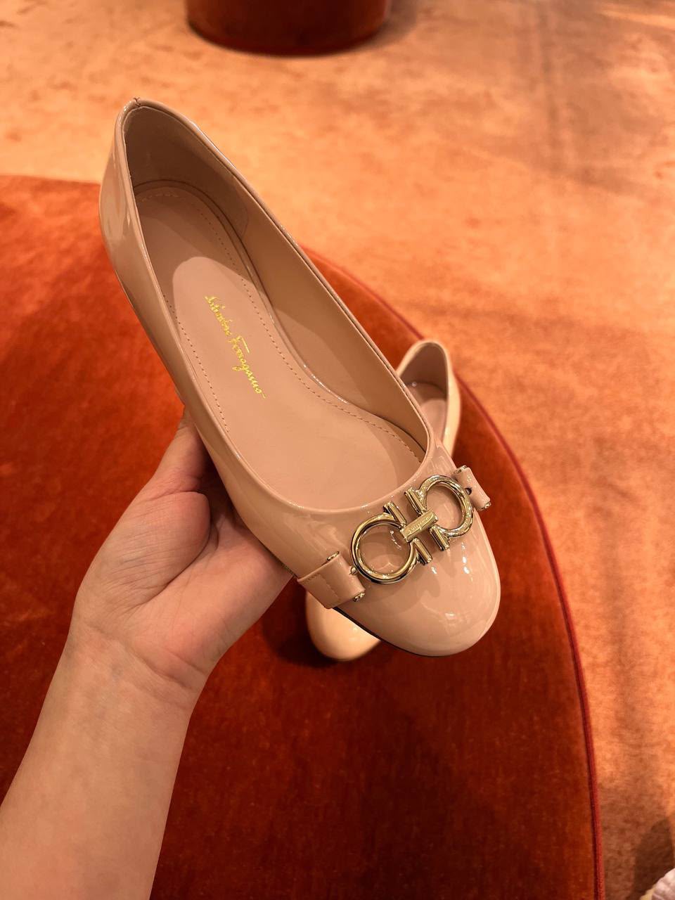 Gancini Patent Leather Ballet Flats