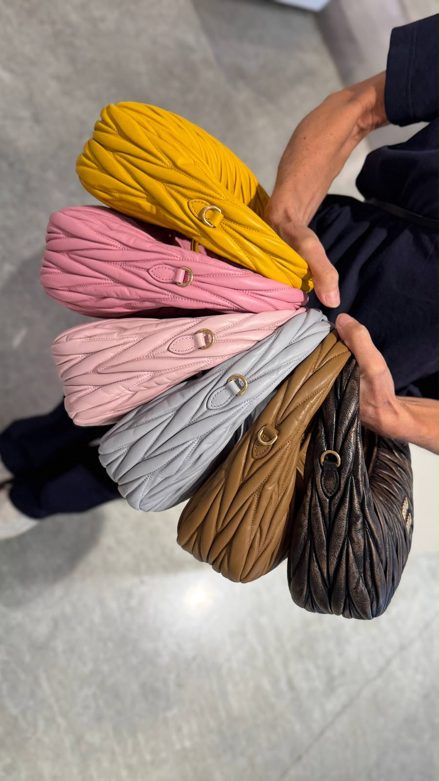 Miu Wander Matelassé Nappa Leather Mini Hobo Bag