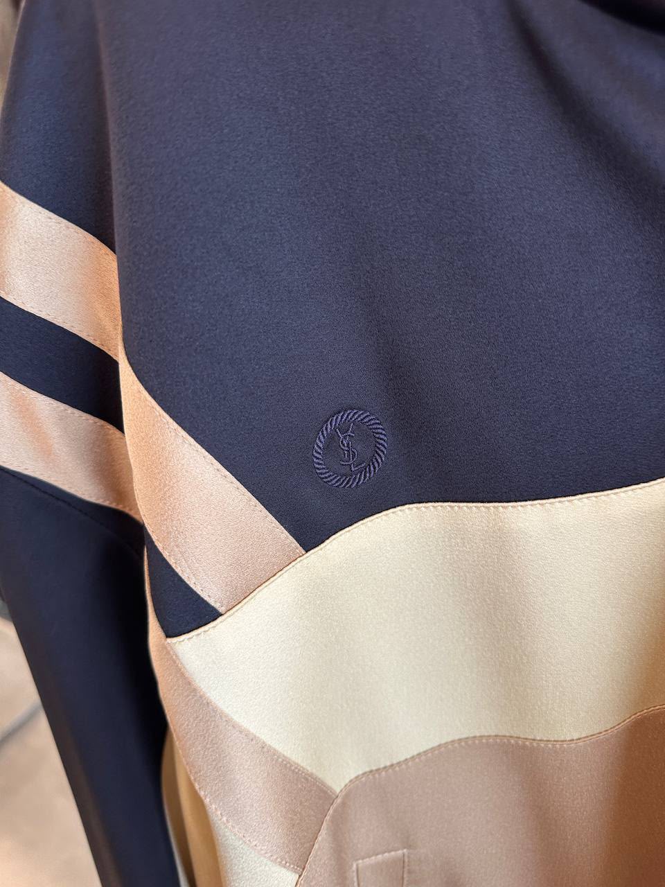 YSL Monogram Embroidered Color-Block Hoodie