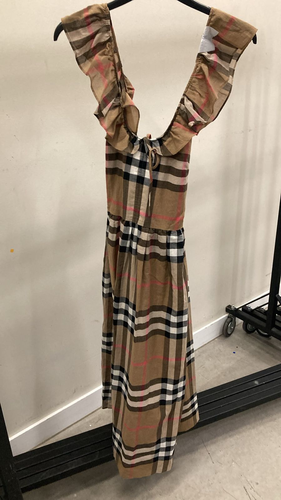 Vintage Check Cotton Ruffle Detail Dress