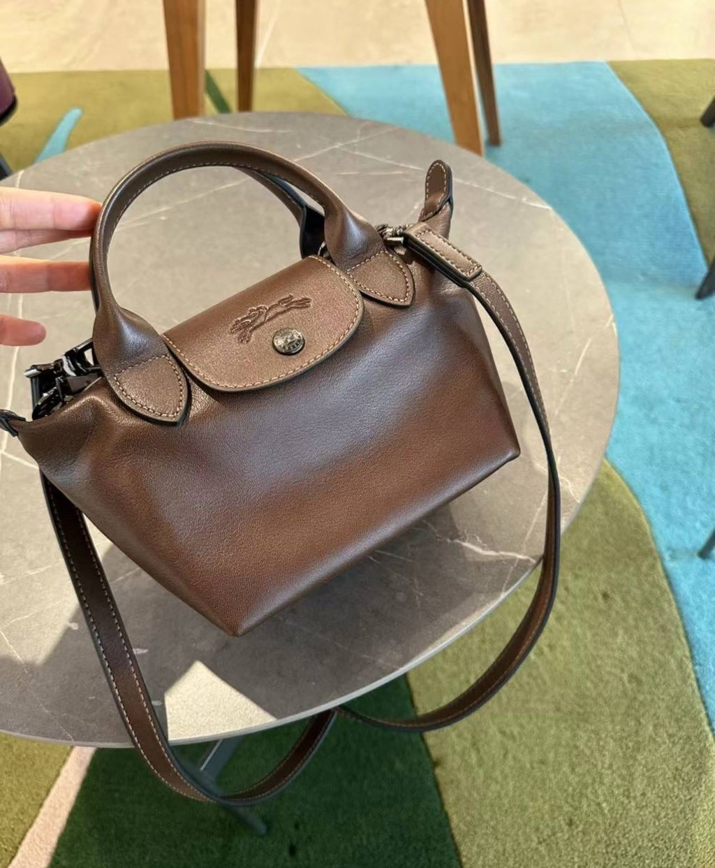 Le Pliage Cuir Top Handle Bag (XS)