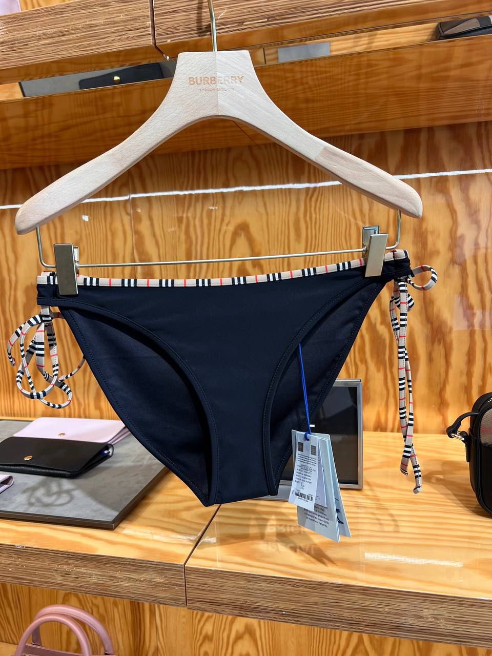 Vintage Check Detail Triangle Bikini Top