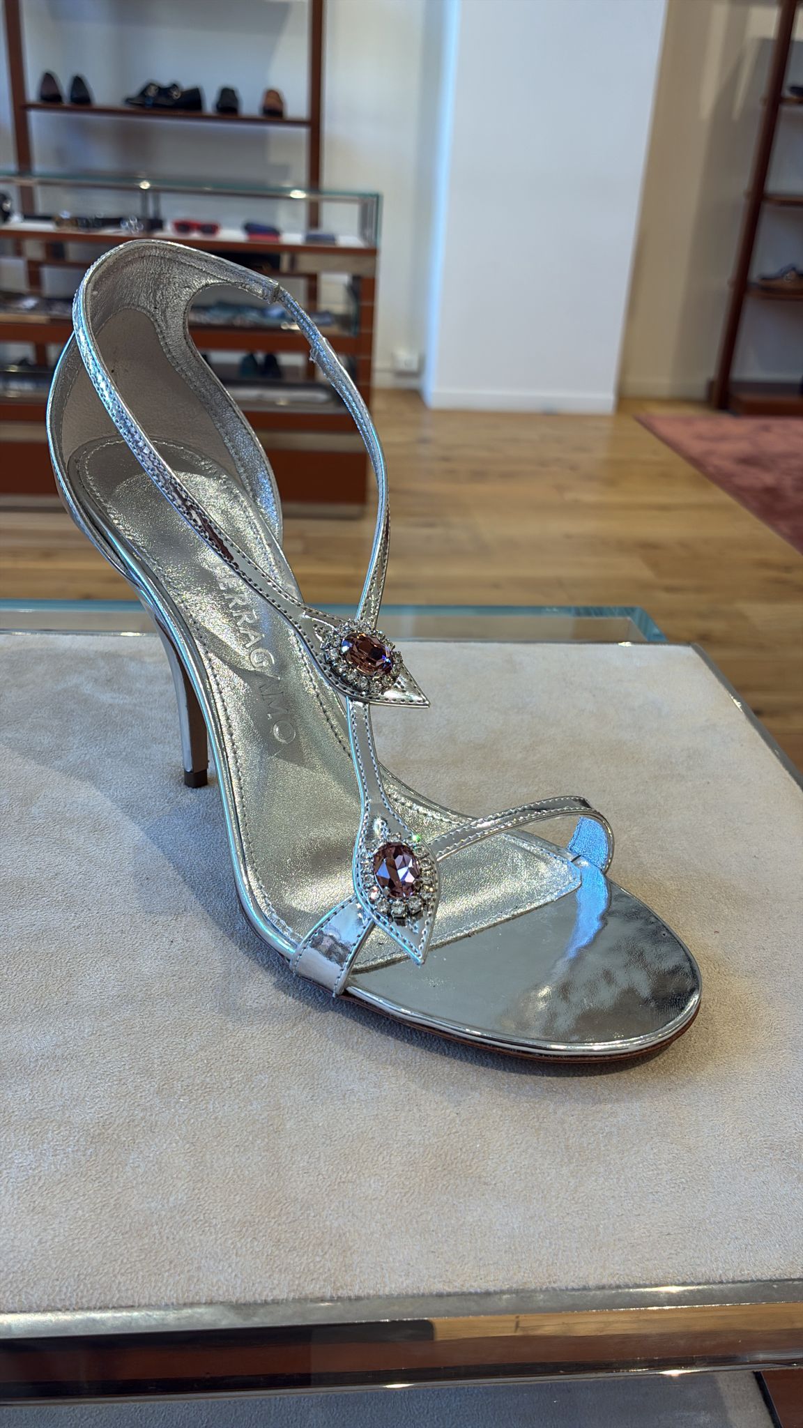 Jeweled T-Strap Stiletto Sandal