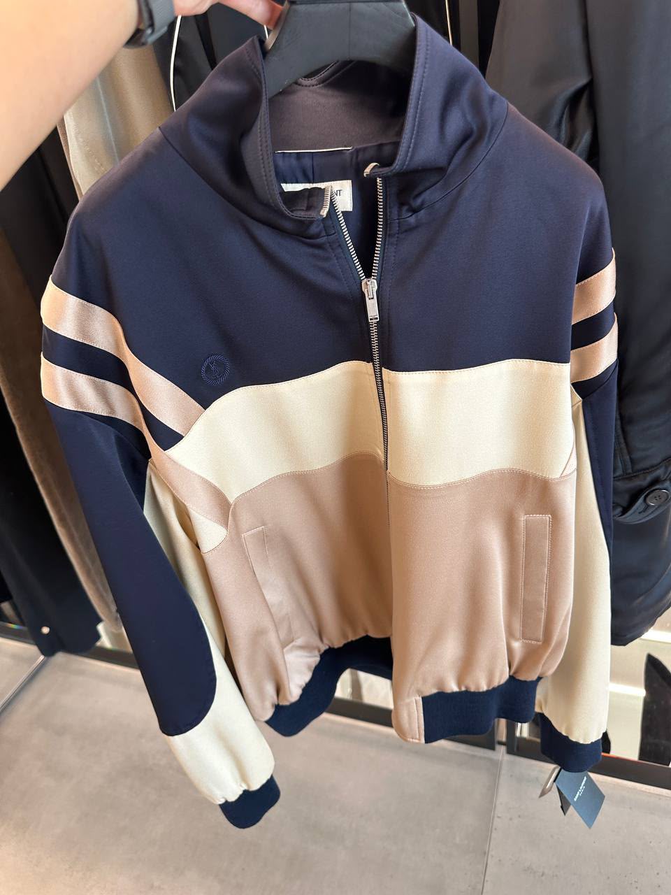 YSL Monogram Embroidered Color-Block Hoodie