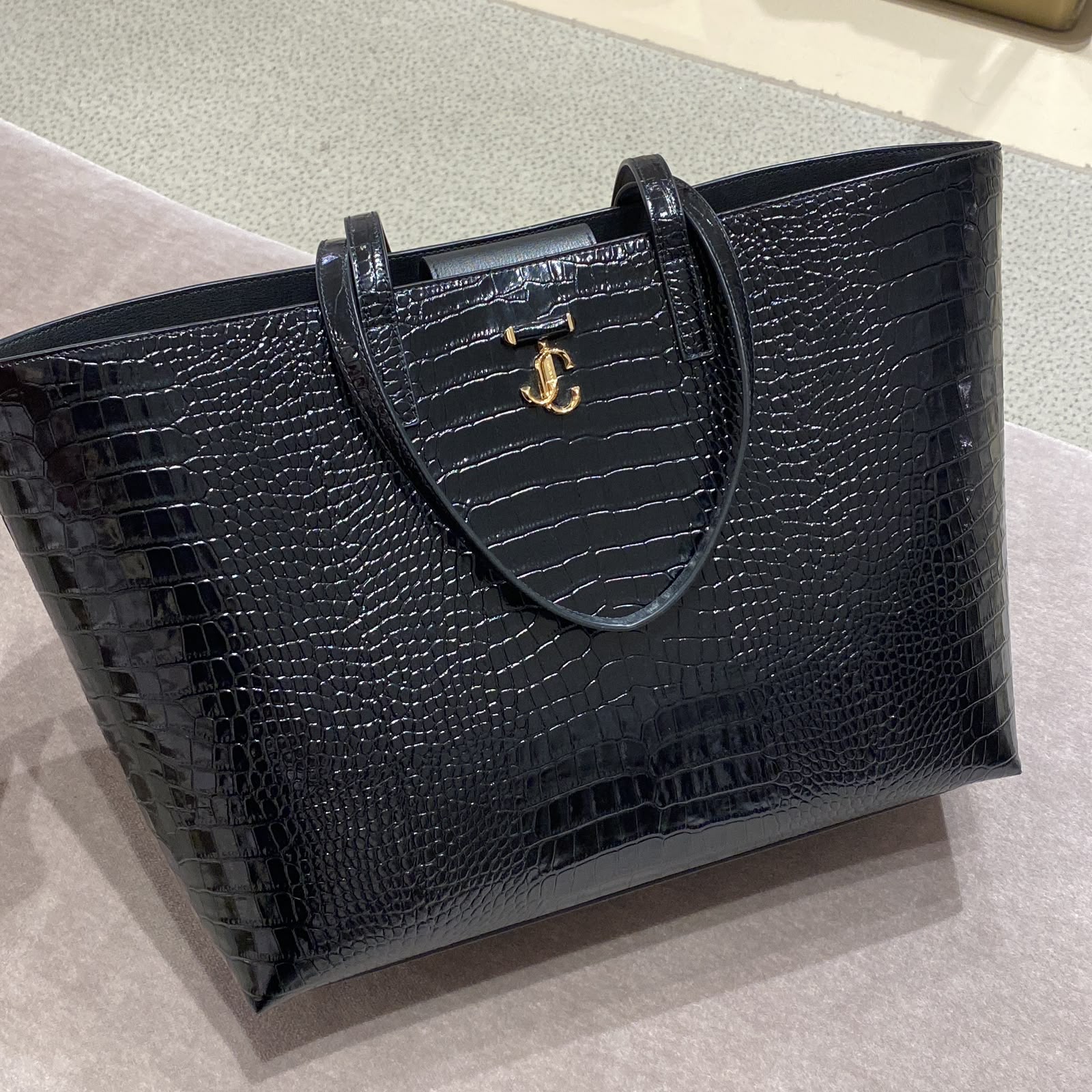 JC Monogram Suede Hobo Bag