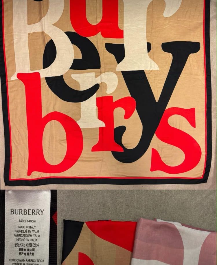 Logo Print Silk Square Scarf