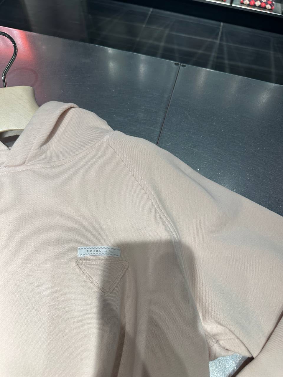 Cropped Hoodie with Metal Logo