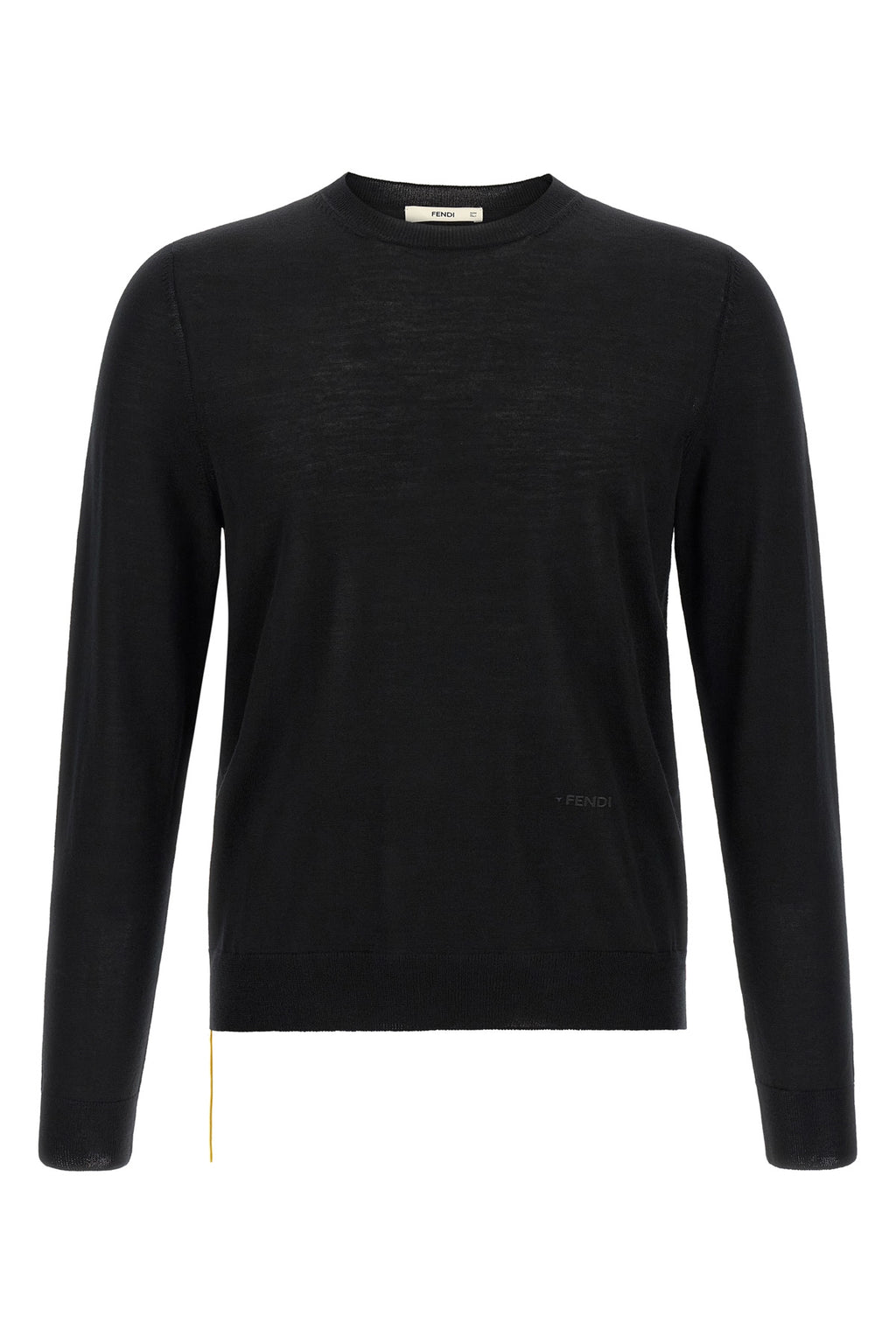 Yellow stitching sweater with visible thread