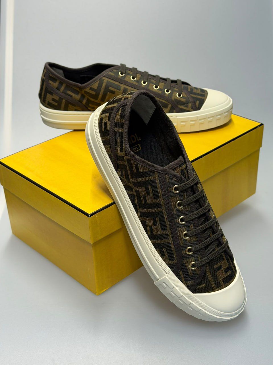 FF Logo Canvas Low-Top Sneakers