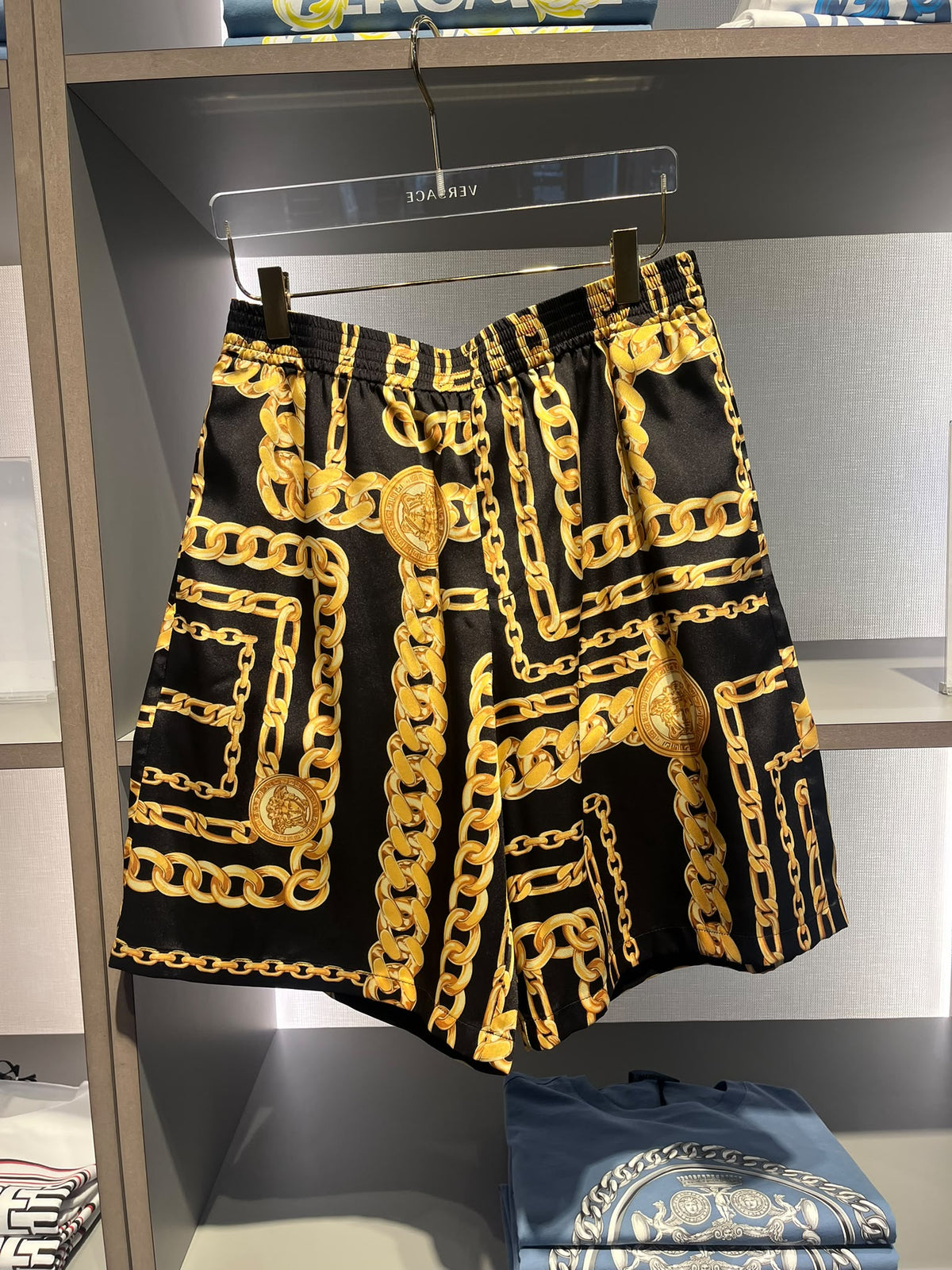 Chain Print Silk Shorts
