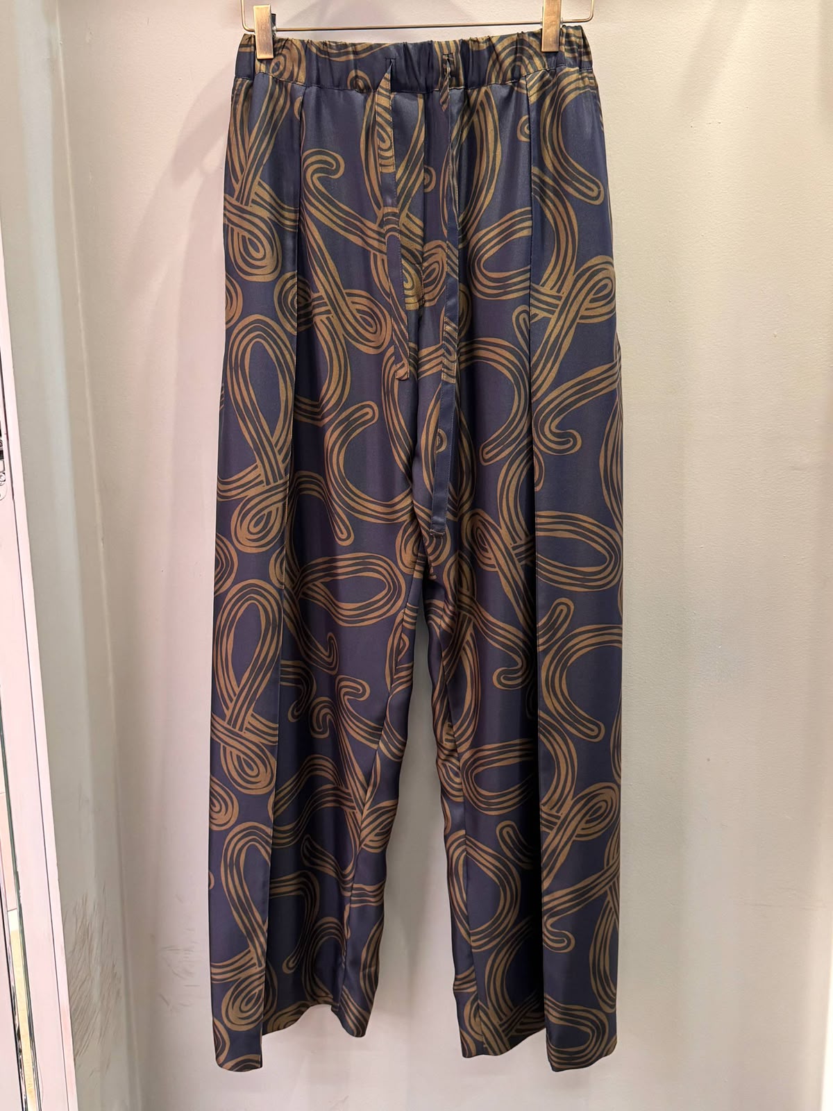 Printed Wide-Leg Drawstring Trousers