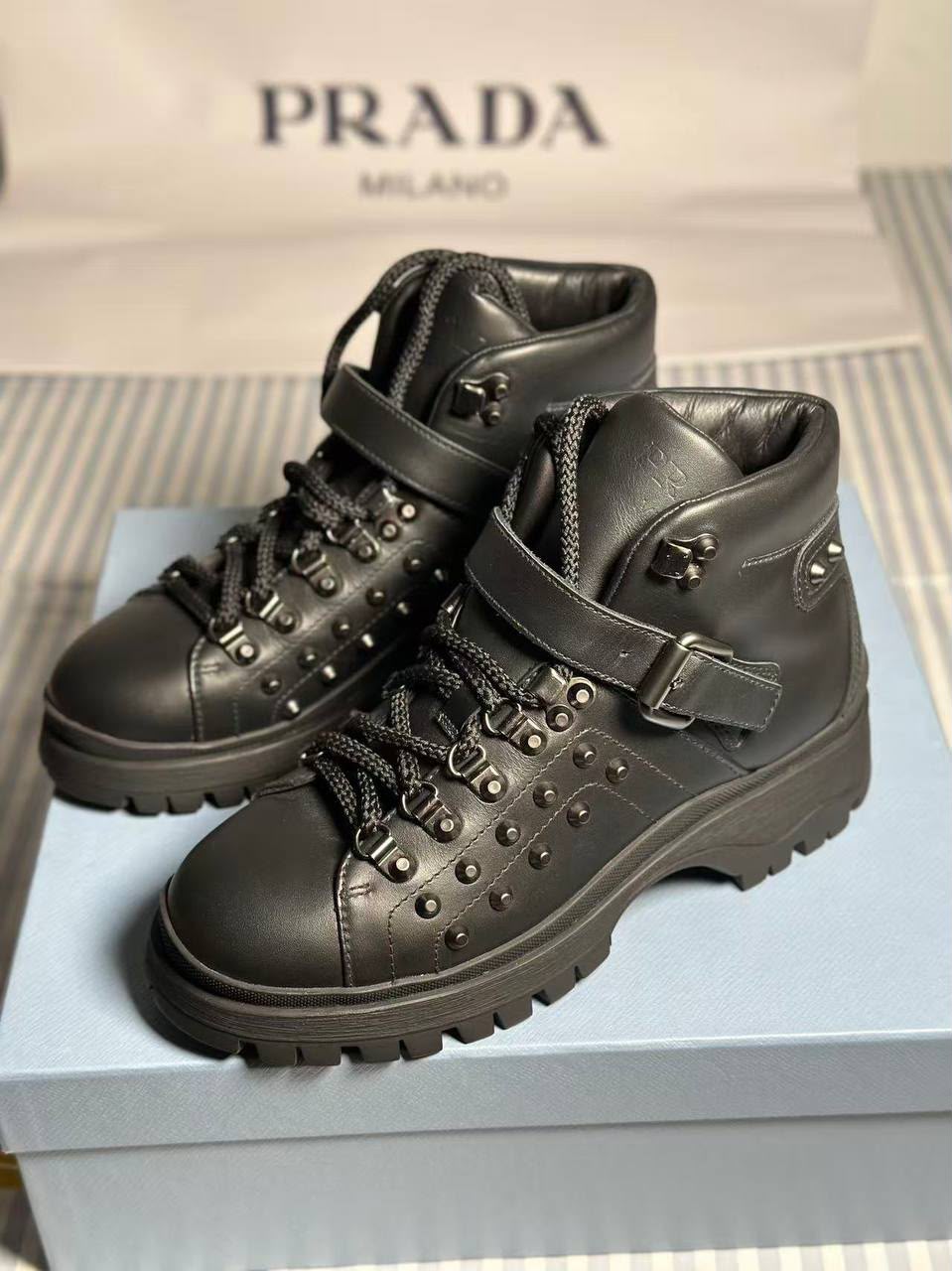 Monolith Studded Leather Ankle Boots
