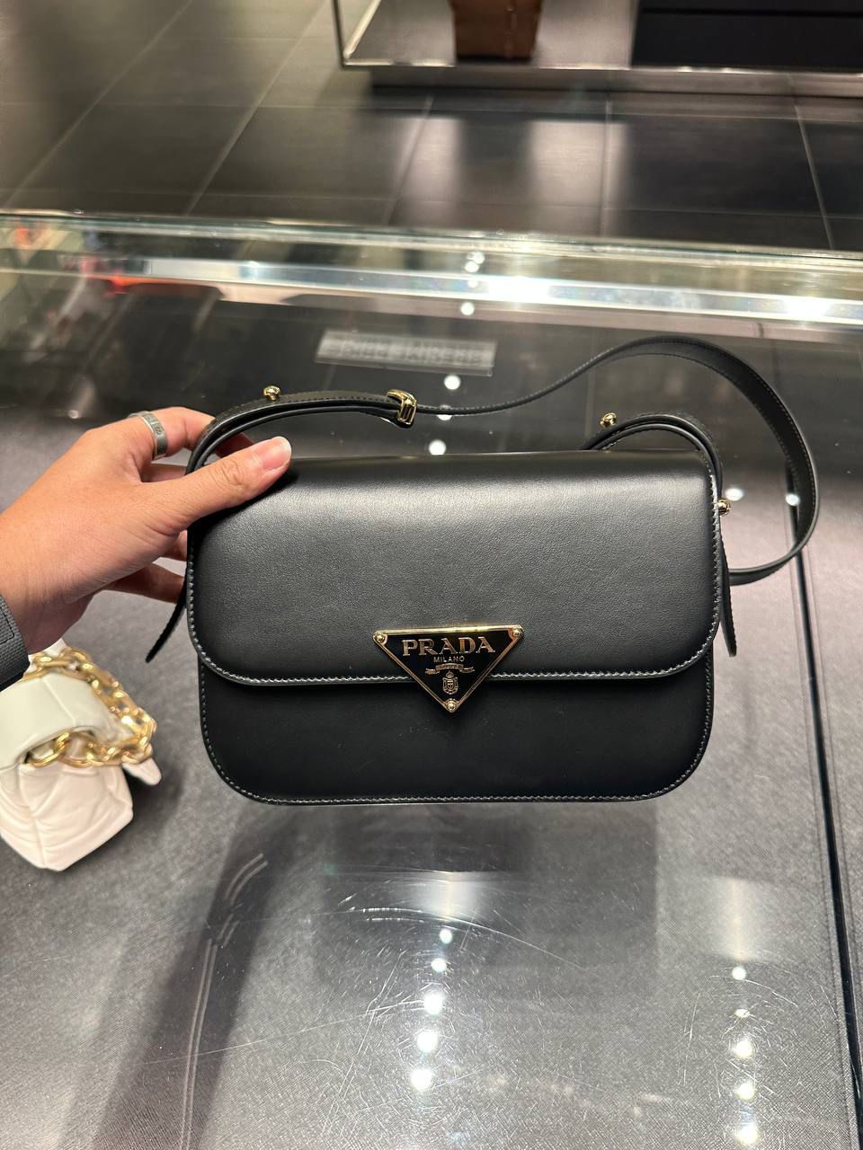 Prada Panier Leather Shoulder Bag