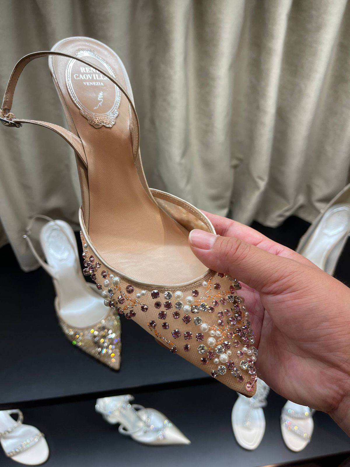René Caovilla Cleo Embellished Slingback Pumps
