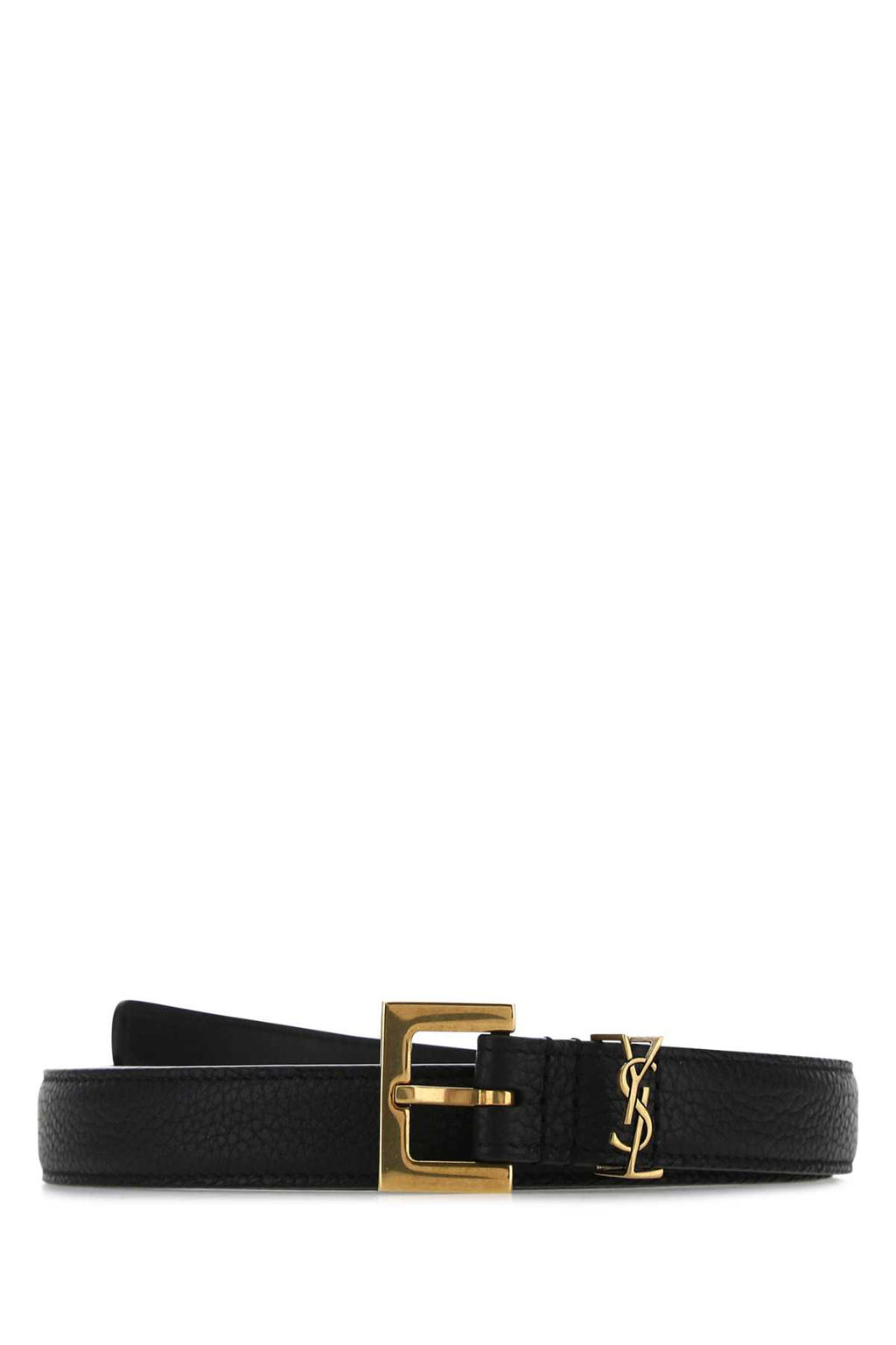 SAINT LAURENT CINTURA For Men Exterior: 100% Leather Finishing: Antiqued golden metal