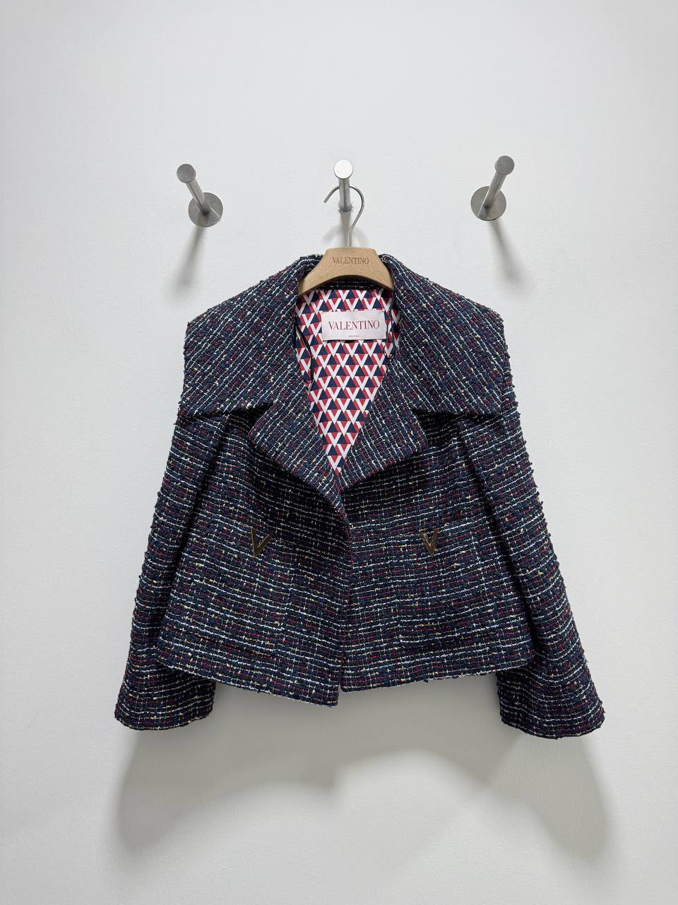 Tweed Jacket with V Logo