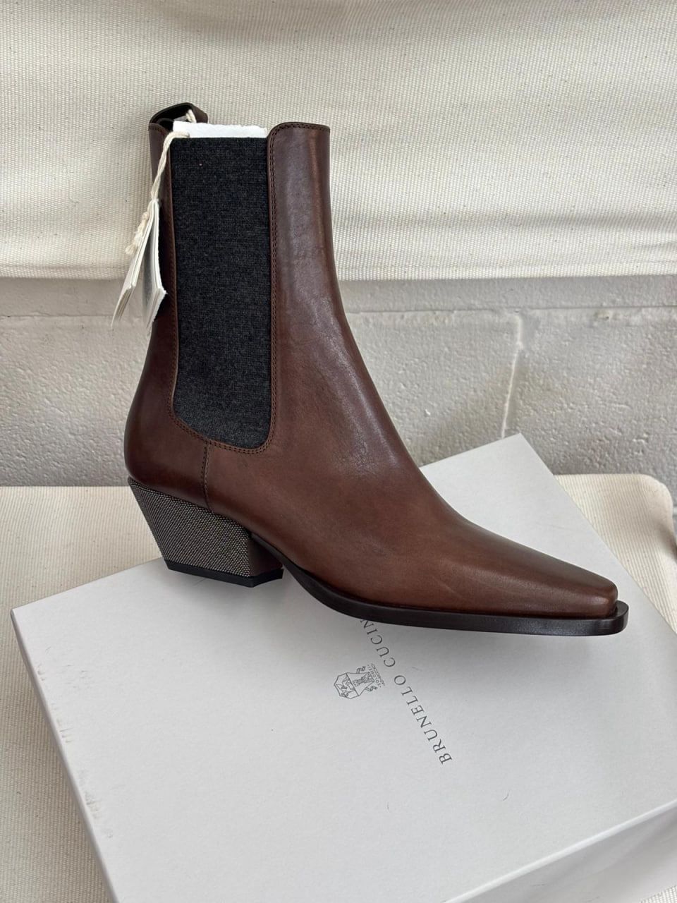 Leather Chelsea Boots with Monili Detail