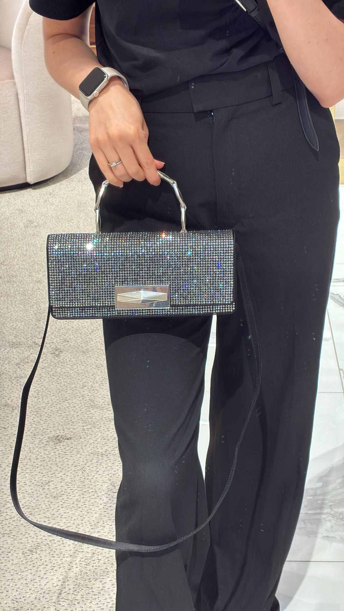 Crystal Embellished Top Handle Bag
