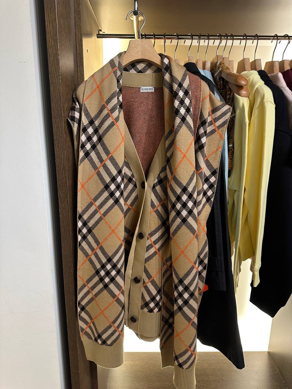 Check Knit Sleeveless Cardigan