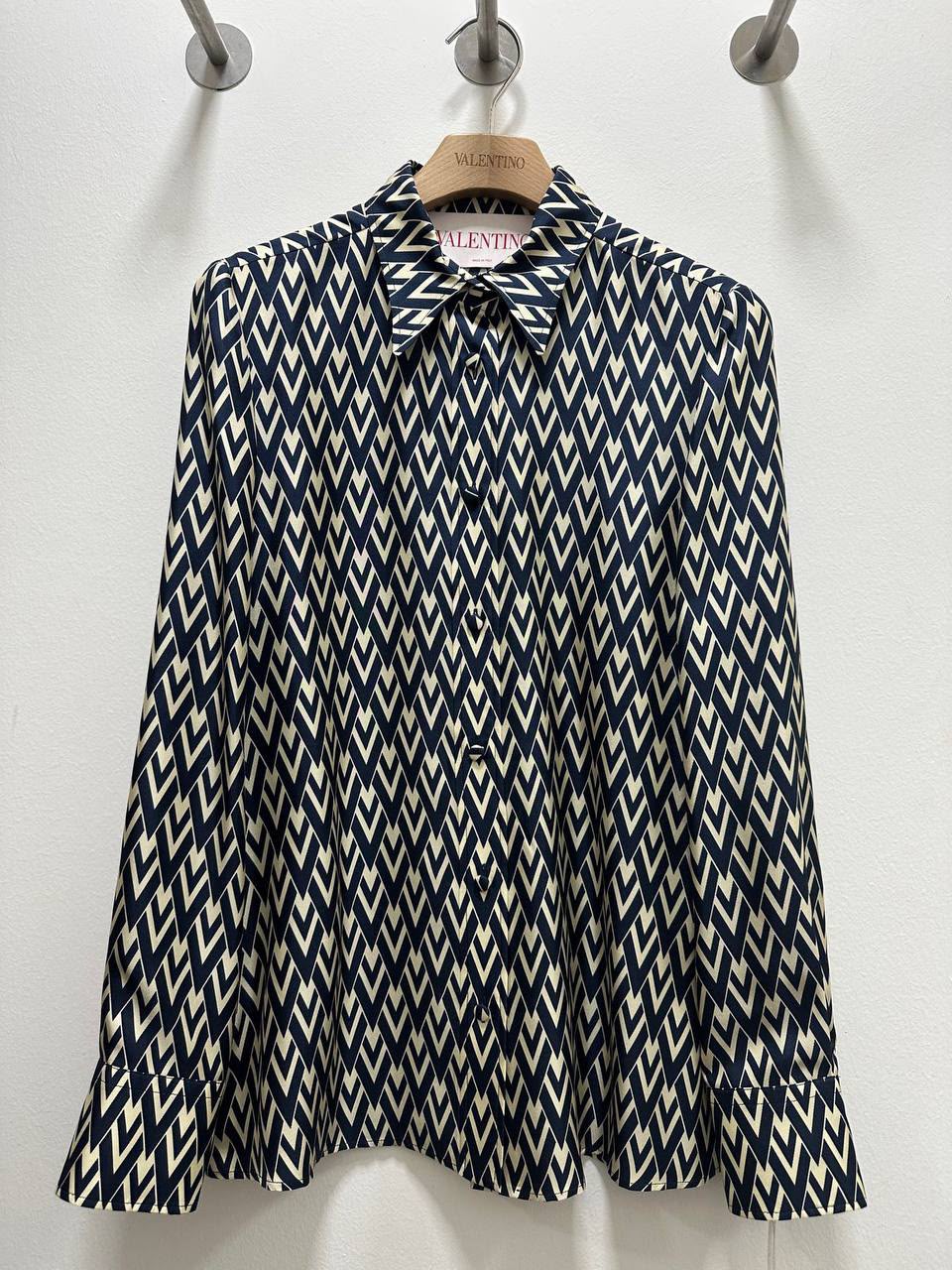Geometric Print Silk Shirt