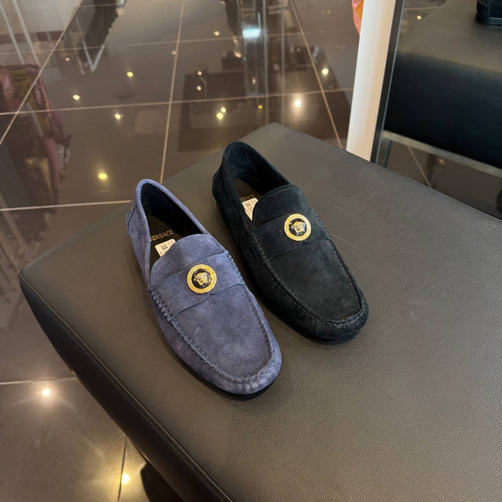 Medusa Head Suede Loafers