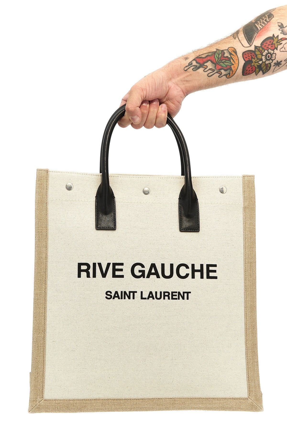 SAINT LAURENT 'Rive Gauche North/South' shopping bag For Men 50% cotton 50% linen