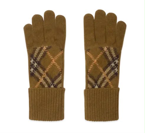 Check Cashmere Gloves