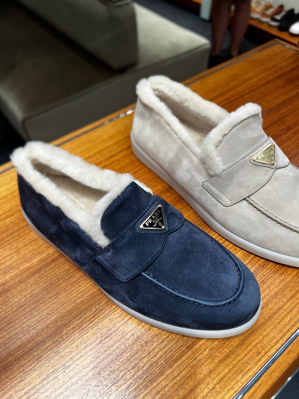 Shearling-Lined Suede Loafers