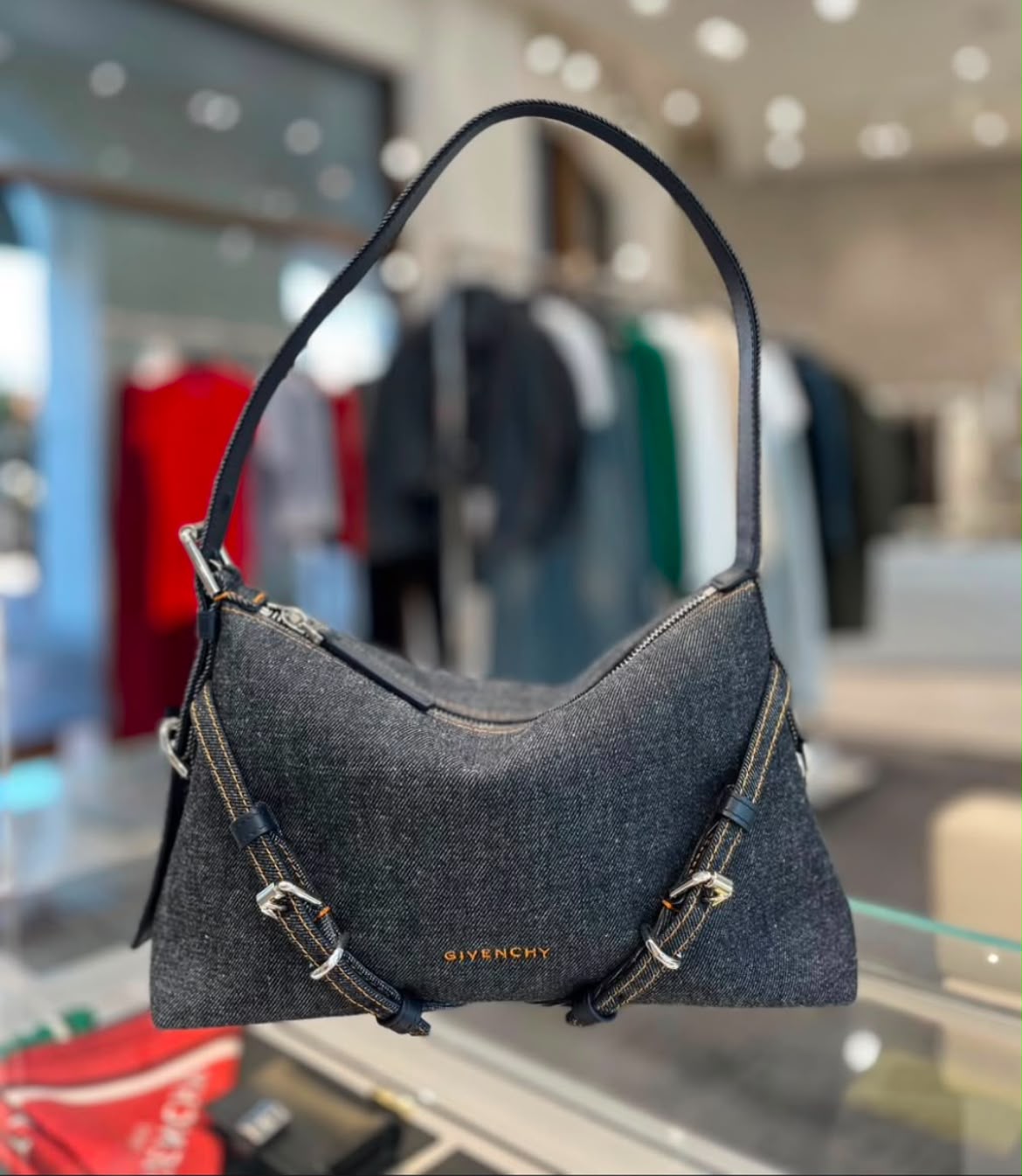 Voyou Small Shoulder Bag in Denim