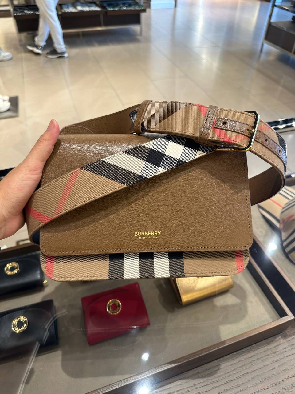 Small Leather and Vintage Check Crossbody Bag
