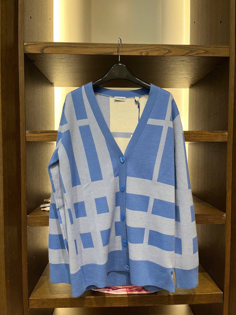 Check Wool Blend Cardigan