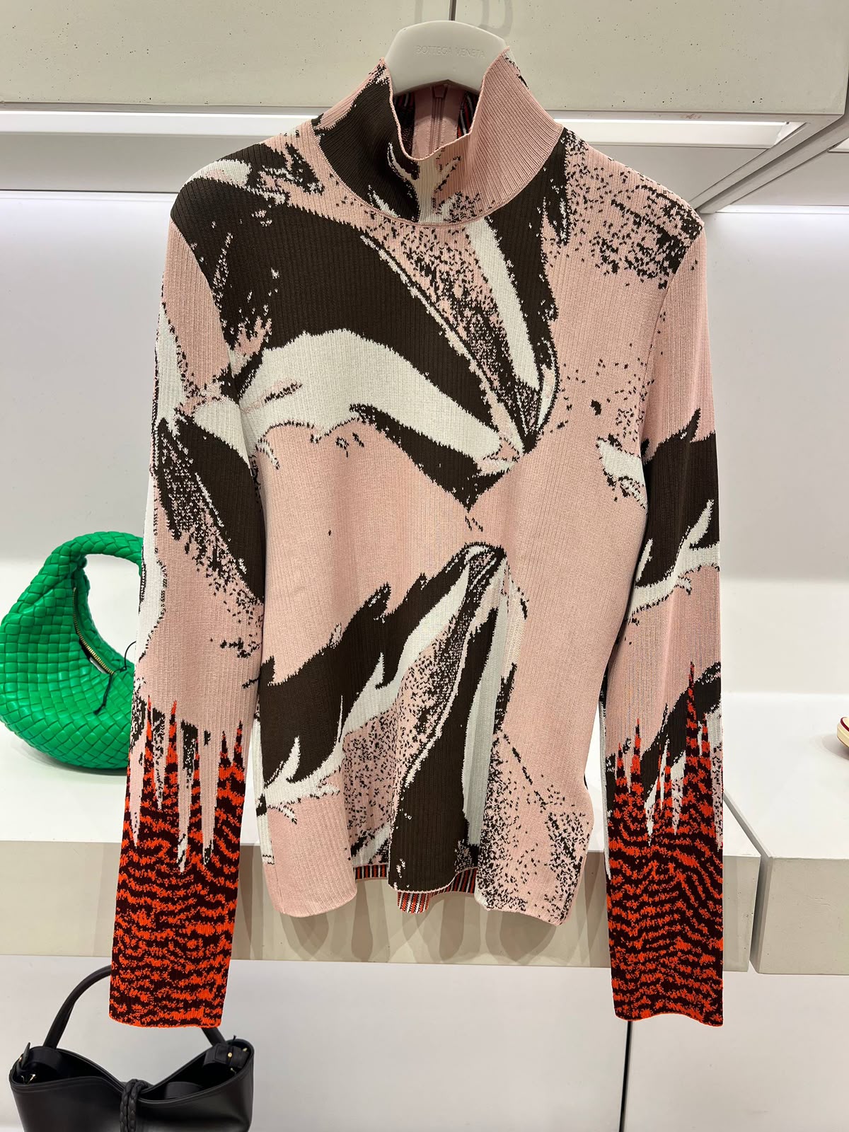 Intarsia Knit Mock Neck Top