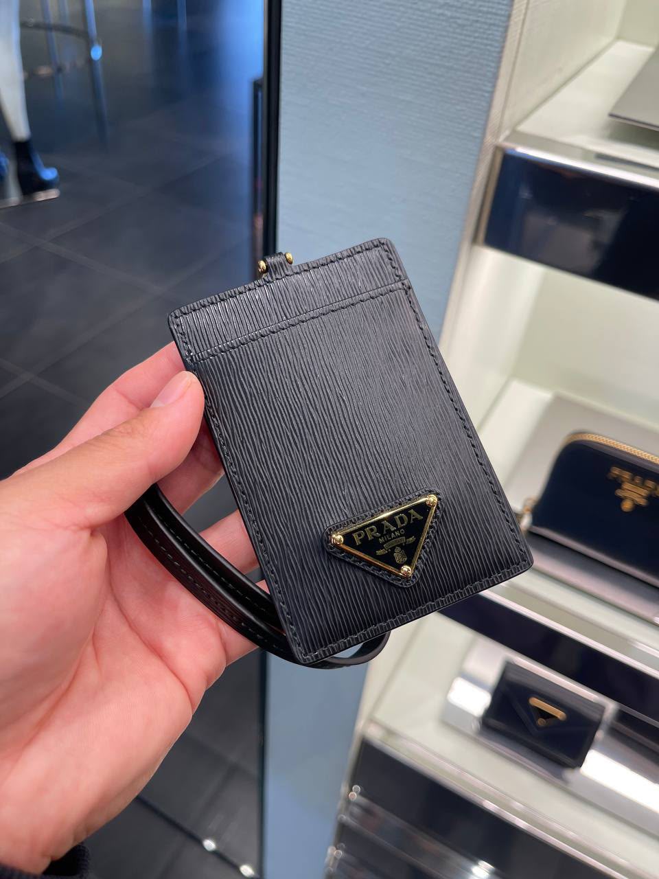 Saffiano Leather Badge Holder